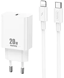 Сетевое зарядное устройство Remax RP-U5 20w PD USB-C ports charger + USB-C to Lightning cable White - фото Сетевое зарядное устройство Remax RP-U5 20w PD USB-C ports charger + USB-C to Lightning cable White