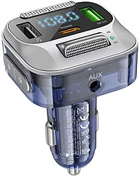 Автомобільний зарядний пристрій з FM трансмітером Hoco E75 30W PD/QC/AUX 2xUSB-A-1xC Blue