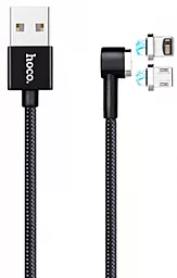 Кабель USB Hoco U20 L Shape Magnetic Adsorption 3-in-1 USB Type-C/Lightning/micro USB Cable Black