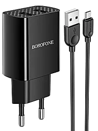 Сетевое зарядное устройство Borofone BA53A Powerway 2.1a 2xUSB-A ports charger + micro USB cable black - фото Сетевое зарядное устройство Borofone BA53A Powerway 2.1a 2xUSB-A ports charger + micro USB cable black