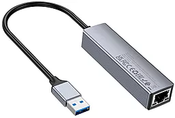 Мультипортовий USB-A хаб Hoco HB34 USB to 3xUSB 3.0 + RJ45 1000Mbps Black - мініатюра 3