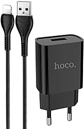 Сетевое зарядное устройство Hoco DC20A 2.1a home charger + Lightning cable black