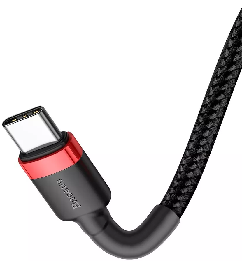Кабель Baseus Cafule USB Type-C - Type-C 60w 3a 2м PD cable Black/Red (CATKLF-H91) - фото 6