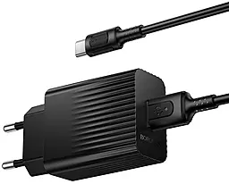 Сетевое зарядное устройство Borofone BAS72A 18w QC3.0 USB-A port charger + USB-C cable black - фото Сетевое зарядное устройство Borofone BAS72A 18w QC3.0 USB-A port charger + USB-C cable black