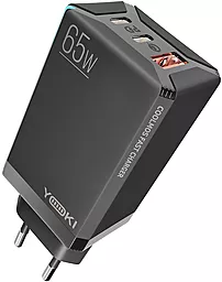 Мережевий зарядний пристрій Yoki Led YK-65 65W GaN Ultra PD 3A 1xUSB-A-2xUSB-C Black