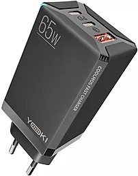 Сетевое зарядное устройство Yoki Led YK-65 65W GaN Ultra PD 3A 2xUSB-C/USB-A ports Black - фото Сетевое зарядное устройство Yoki Led YK-65 65W GaN Ultra PD 3A 2xUSB-C/USB-A ports Black
