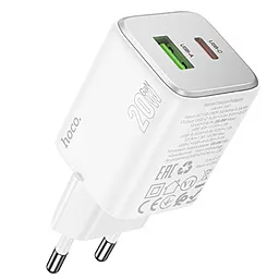 Сетевое зарядное устройство Hoco N41 20w PD USB-C/USB-A ports charger white - фото Сетевое зарядное устройство Hoco N41 20w PD USB-C/USB-A ports charger white