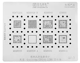 BGA трафарет (для реболлинга) Amaoe QU3 for Qualcomm CPU 0.12 мм - фото BGA трафарет (для реболлинга) Amaoe QU3 for Qualcomm CPU 0.12 мм