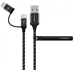 Кабель USB Momax Zero 2-in-1 USB Type-C/micro USB Cable Black (DTC11D)