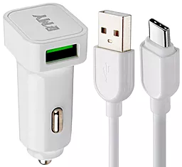Автомобильное зарядное устройство EMY MY-31 18w 2xUSB-A ports car charger + USB-C cable white (MY-31-C)