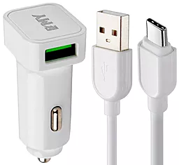 Автомобильное зарядное устройство EMY MY-31 18w 2xUSB-A ports car charger + USB-C cable white (MY-31-C) - фото Автомобильное зарядное устройство EMY MY-31 18w 2xUSB-A ports car charger + USB-C cable white (MY-31-C)