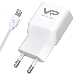 Мережевий зарядний пристрій зі швидкою зарядкою Veron AD-19L 2a home charger + Lightning cable white - фото Мережевий зарядний пристрій зі швидкою зарядкою Veron AD-19L 2a home charger + Lightning cable white