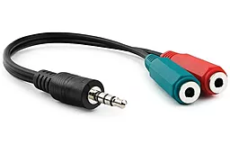 Розгалужувач для мікрофона та навушників Cablexpert mini Jack 3.5mm M/2xF 0.2m чорний (CCA-417)