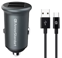 Автомобільний зарядний пристрій ArmorStandart 36w QC3.0 2xUSB-A ports car charger + USB-C cable gray (ARM82459) - фото Автомобільний зарядний пристрій ArmorStandart 36w QC3.0 2xUSB-A ports car charger + USB-C cable gray (ARM82459)