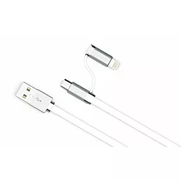 Кабель USB LDNio 2-in-1 USB Lightning/micro USB Cable White (LC84) - миниатюра 4