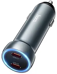 Автомобильное зарядное устройство Hoco Z54B 60w PD 2xUSB-C ports car charger metal grey - фото Автомобильное зарядное устройство Hoco Z54B 60w PD 2xUSB-C ports car charger metal grey