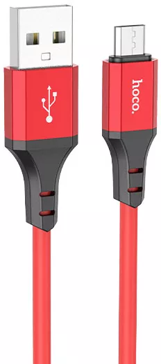 Кабель Hoco X86 Spear USB-A - micro USB 12w 2.4a 1м cable Red - фото 1