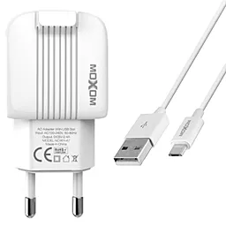 Сетевое зарядное устройство Moxom KH-47 2.4a 2xUSB-A ports charger + micro USB cable white