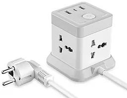 Сетевой фильтр (удлинитель) XO WL20 2м 4 розетки 3USB-A/USB-C с выключателем белый - фото Сетевой фильтр (удлинитель) XO WL20 2м 4 розетки 3USB-A/USB-C с выключателем белый