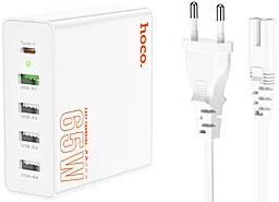 Сетевое зарядное устройство Hoco C114A 65w PD 4xUSB-A/USB-C ports fast charger white - фото Сетевое зарядное устройство Hoco C114A 65w PD 4xUSB-A/USB-C ports fast charger white