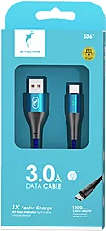 Кабель USB SkyDolphin S49T LED Aluminium Alloy 3A USB Type-C Cable Blue (USB-000568) - миниатюра 2