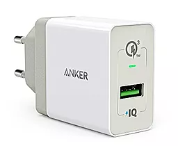 Мережевий зарядний пристрій з швидкою зарядкою Anker Powerport+1 QC3.0+Micro USB V3 White