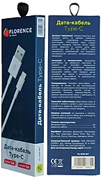 Кабель Florence USB-A - Type-C 10w ca1м cable ble White (FL-2110-WT) - миниатюра 4