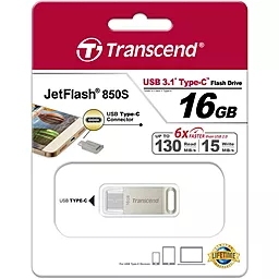 Флешка Transcend 16GB JetFlash 850 Metal USB 3.1 Type-C (TS16GJF850S) - мініатюра 5