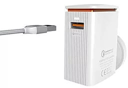 Сетевое зарядное устройство с быстрой зарядкой LDNio A1301Q Quick Charge 3.0 + USB Type-C Cable White - миниатюра 3