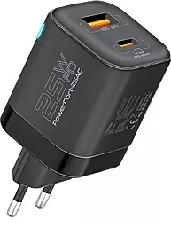 Сетевое зарядное устройство Promate PowerPort-25AC 25w USB-C/USB-A ports charger black - фото Сетевое зарядное устройство Promate PowerPort-25AC 25w USB-C/USB-A ports charger black
