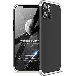 Чехол LikGus GKK 360 градусов (opp) для Apple iPhone 12 Pro (6.1") Черный / Серебряный