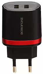 Мережевий зарядний пристрій Borofone BA7A 2USB 2.1A Black