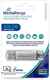 Флешка MediaRange 128 GB USB 3.0 combo flash drive with USB Type-C plug (MR938) - фото Флешка MediaRange 128 GB USB 3.0 combo flash drive with USB Type-C plug (MR938)