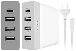 Сетевое зарядное устройство с быстрой зарядкой Macally Home Chargers 3 USB White (HOME72UC-EU)