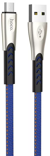 Кабель Hoco U48 Superior Speed USB-A - micro USB 12w 2.4a 1.2м cable Blue - фото 1
