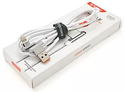 USB Кабель iKaku KSC-125 Zidan Zinc Alloy 3.2a USB Lightning cable white