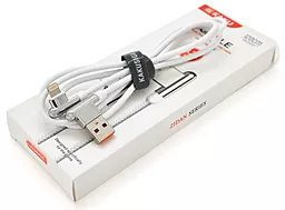 Кабель iKaku KSC-125 Zidan Zinc Alloy USB-A - Lightning 12w 3.2a 1м cable White - фото Кабель iKaku KSC-125 Zidan Zinc Alloy USB-A - Lightning 12w 3.2a 1м cable White