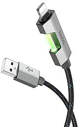 Кабель USB Hoco U123 Regent colorful charging 12w 2.4a 1.2m Lightning cable black