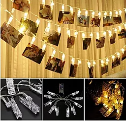 Светодиодная гирлянда ColorWay 20LED (CW-LCP-20L30BU) 3м, с прищепками для фото, USB Warm White - фото Светодиодная гирлянда ColorWay 20LED (CW-LCP-20L30BU) 3м, с прищепками для фото, USB Warm White