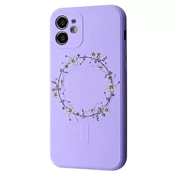 Чехол Wave Minimal Art Case with MagSafe для Apple iPhone 12 Light Purple/Wreath