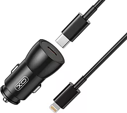 Автомобильное зарядное устройство XO CC57 25w PD USB-C car charger + USB-C to Lightning cable black - фото Автомобильное зарядное устройство XO CC57 25w PD USB-C car charger + USB-C to Lightning cable black