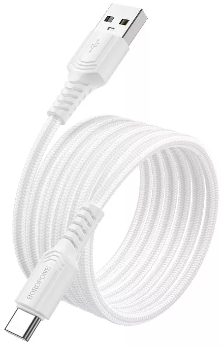 Кабель Borofone BX116 Certain USB-A - Type-C 15w 3a 1м cable White - фото 3