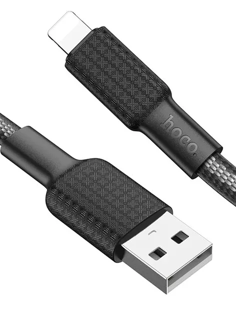 Кабель Hoco X69 Jaeger USB-A - Lightning 12w 2.4a 1м cable Black/White - фото 2