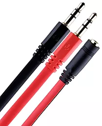 Аудіо розгалужувач Voltronic AUX mini Jack 3.5мм F/2xM cable 0.2 м black/red (YT-S-3.5(F) / 2*3.5(M))