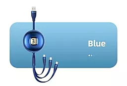 Універсальний кабель Usams U69 Retractable 3-in-1 USB-A to Type-C/Lightning/micro USB 10w 1м сable Blue - мініатюра 2 Універсальний кабель Usams U69 Retractable 3-in-1 USB-A to Type-C/Lightning/micro USB 10w 1м сable Blue - мініатюра 2