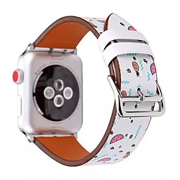 Змінний ремінець для розумного годинника Leather Series Flower Pattern — Apple Watch 42 mm | 44 mm | 45 mm | 49 mm Fruit Flamingo