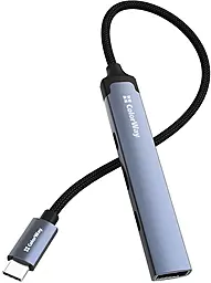 Мультипортовий Type-C хаб ColorWay 4-in-1 USB 3.0 gray (CW-HUB07)