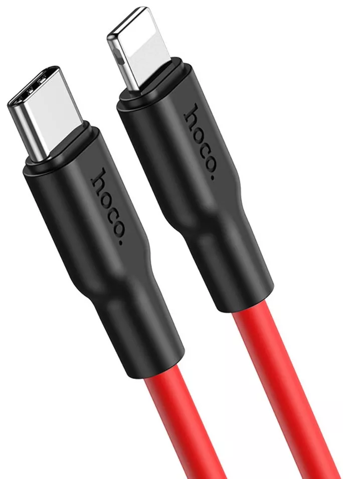 Кабель Hoco X21 Plus Silicone USB Type-C - Lightning 20w 3a 1м PD сable Red - фото 1