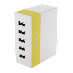 Сетевое зарядное устройство Remax Charger RU-U1 5 USB (EU) White/Yellow