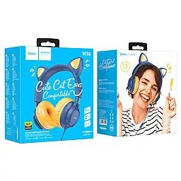 Наушники Hoco W36 Cat Ear Midnight Blue - миниатюра 5